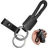 FQJOYL Handmade Cowhide Leather Short Keychain - Durable Car Key Chain Accessory for Women and Men, Stylish Mens Leather Key Strap with Phone Lanyard