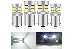 Teguangmei 1156 LED Bulbs White, Super Bright 19SMD 3030 600LM LED Light Bulbs 7506 BA15S 1003 1141 P21W Car RV Bulbs for Tail Rear Light Brake Reverse Backup Light Bulbs - 4PCS