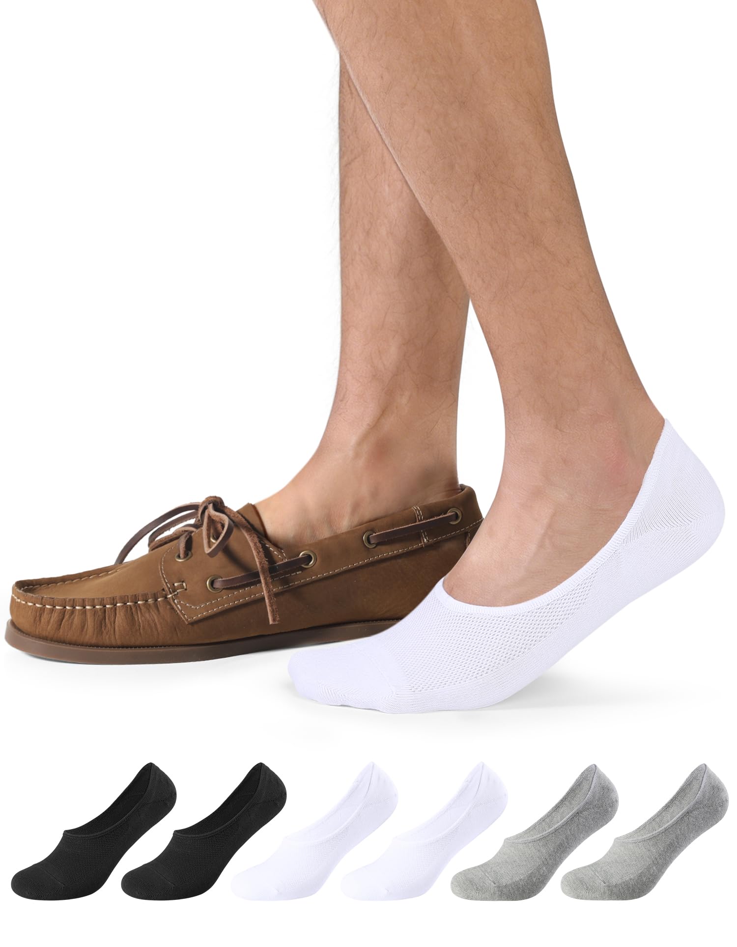 CLOSEMATE 6 Paar Füßlinge Herren mit rutschfestem Silikon, EU 43-46 2