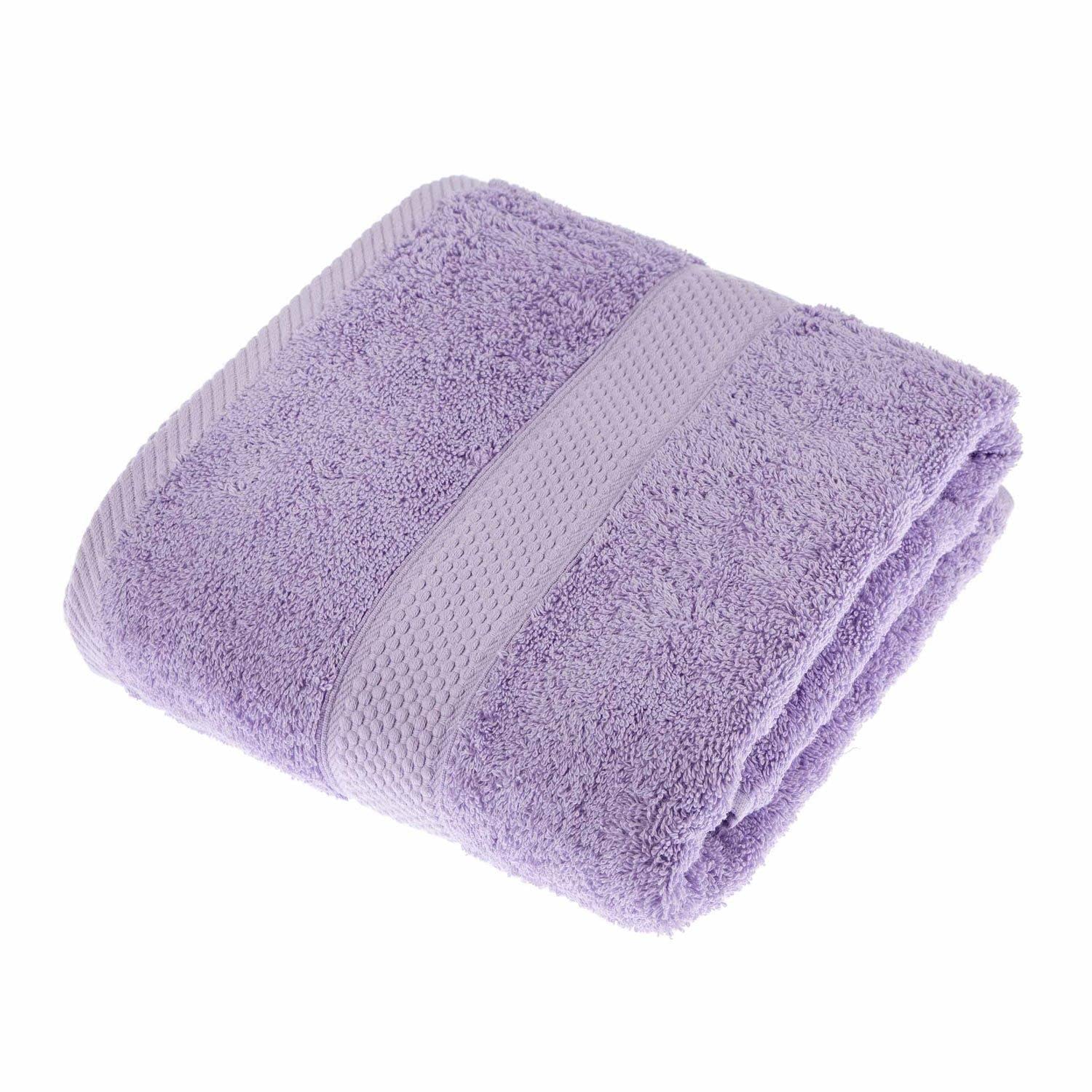 HOMESCAPES Lilac Turkish Cotton Bath Towel Super Soft Thick & Absorbent 500 GSM Towel Heavy Weight for everyday Luxury