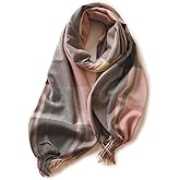 silk seduction Winter Scarf for Women Shawl Cashmere Feel Tassel Plaid 25in*73inScarves Wraps