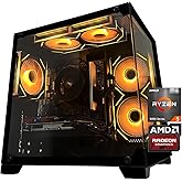 SKYESEV Prebuilt Gaming Desktop PC, AMD Ryzen 5 5500, RX 6500XT,16GB DDR4 3200MHz RAM, 512G NVMe SSD, ARGB Air Cooling, Wi-Fi,Tower Computer for Gaming, Streaming, Editing