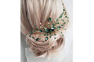 BERYUAN Women Bridal Teardrop Emerald Green Crystal Hair Comb Wedding Hair Accessory Rhinestone Hair Piece Party Headress for Bride Bridesmaid