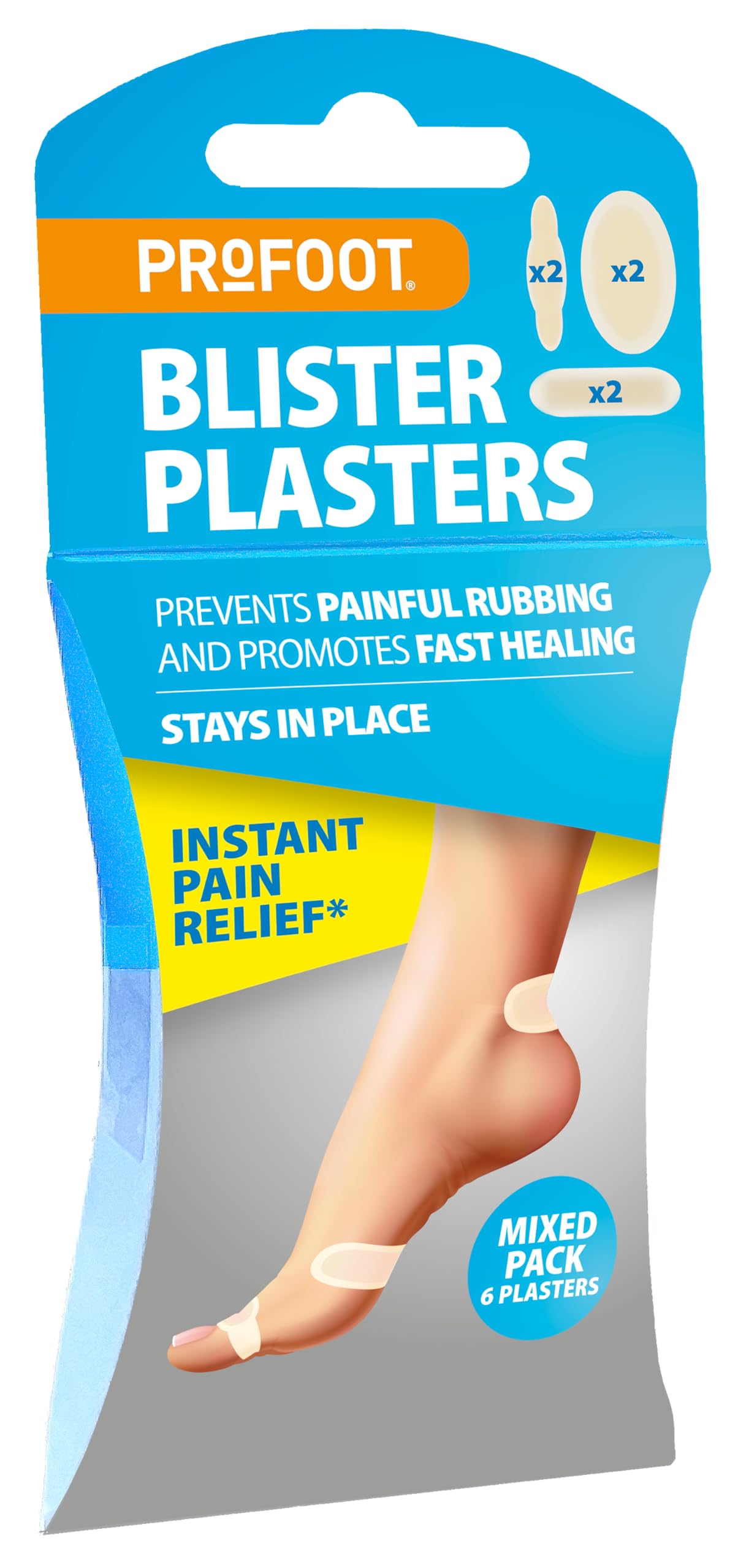 Profoot Blister Plasters - Mixed Sizes - Ideal for Painful Blisters - Prevents Painful Rubbing - Instant Pain Relief - 6 per Pack