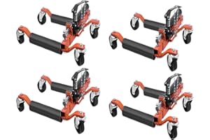 GarveeTech 4Pcs Car Wheel Dolly, 1500LBS Capacity Trailer Dolly with Hydraulic Tire Jack for Vehicle Positioning for Truck Rv Trailer, Orange