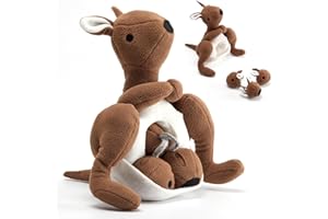 Wagorific Interactive Dog Toys Plush Stuffed with Squeaky Treat Hide for Large Breeds, Small Dogs and Puppies Slow Feeder, Machine Washable, Enrichment Toys for Dogs to Keep Them Busy, Kangaroo