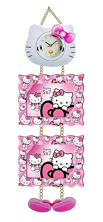 AASA Wall Clock with Photo Frame for Kids Room Stylish, 120 Gram, Pink, Pack of 1