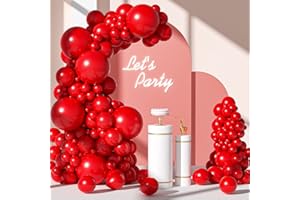 FOTIOMRG 110pcs Red Balloon Garland Arch Kit, 18 12 10 5 inch Red Latex Balloons Different Sizes Pack for Birthday Graduation Baby Shower Valentines Christmas Wedding Party Decorations
