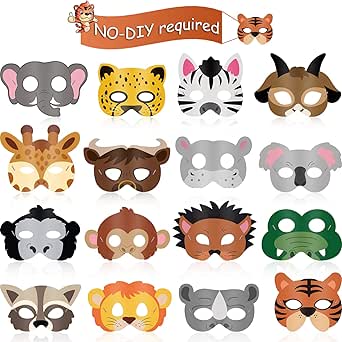 16 máscaras de animales para fiestas con 16 caras de animales