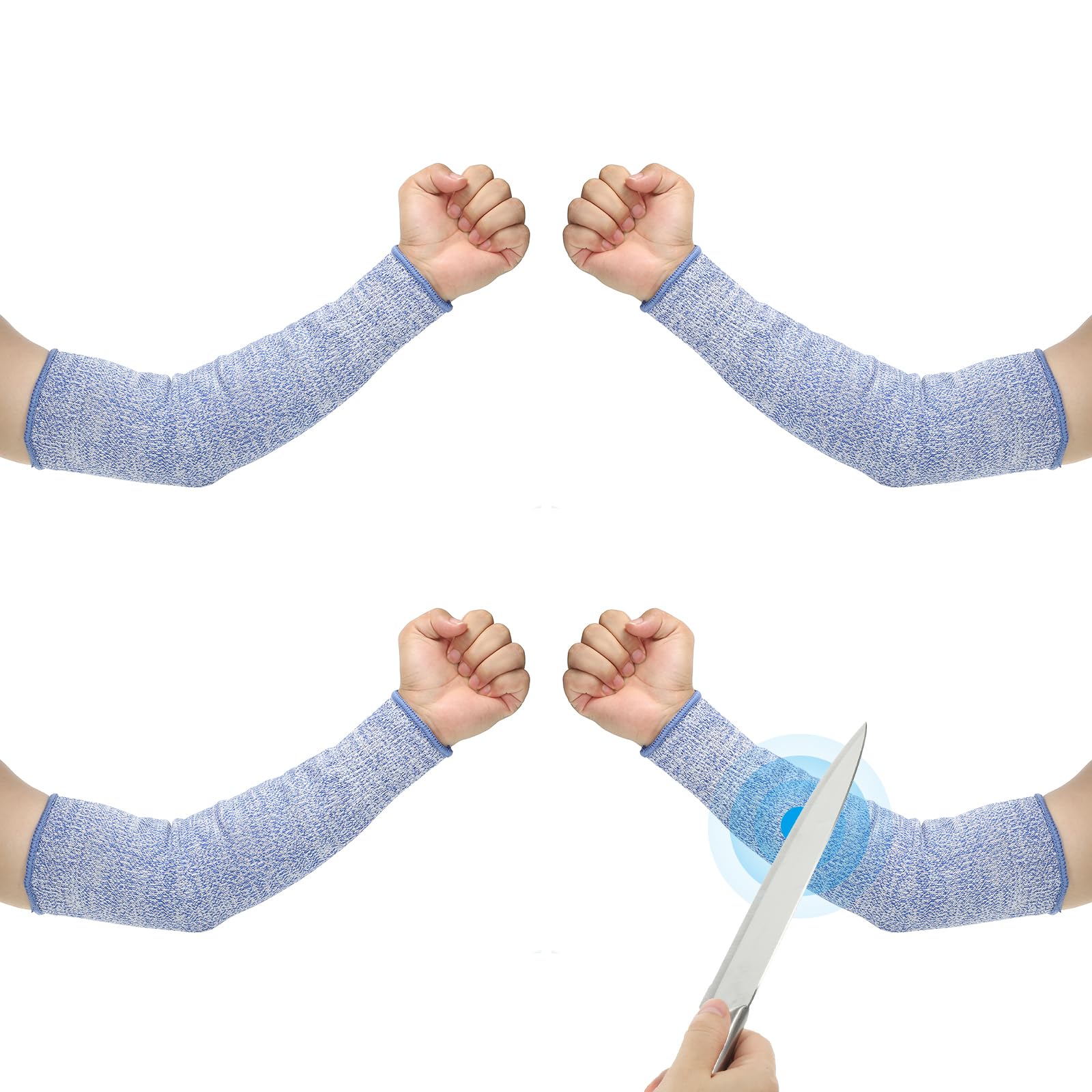 PATIKIL 16 Inch Cut Resistant Sleeve, 2 Pairs Arm Safety Protectors Sleeves Forearm Sleeve HPPE Level 5 Protection for Thin Skin and Bruising, L, Blue — image 1