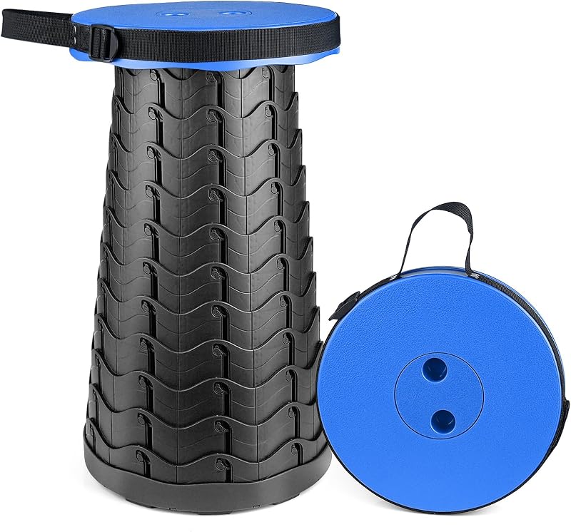 Hesanzol 2nd Gen Portable Telescoping Stool 180 kg Load PP Nylon Blue Red