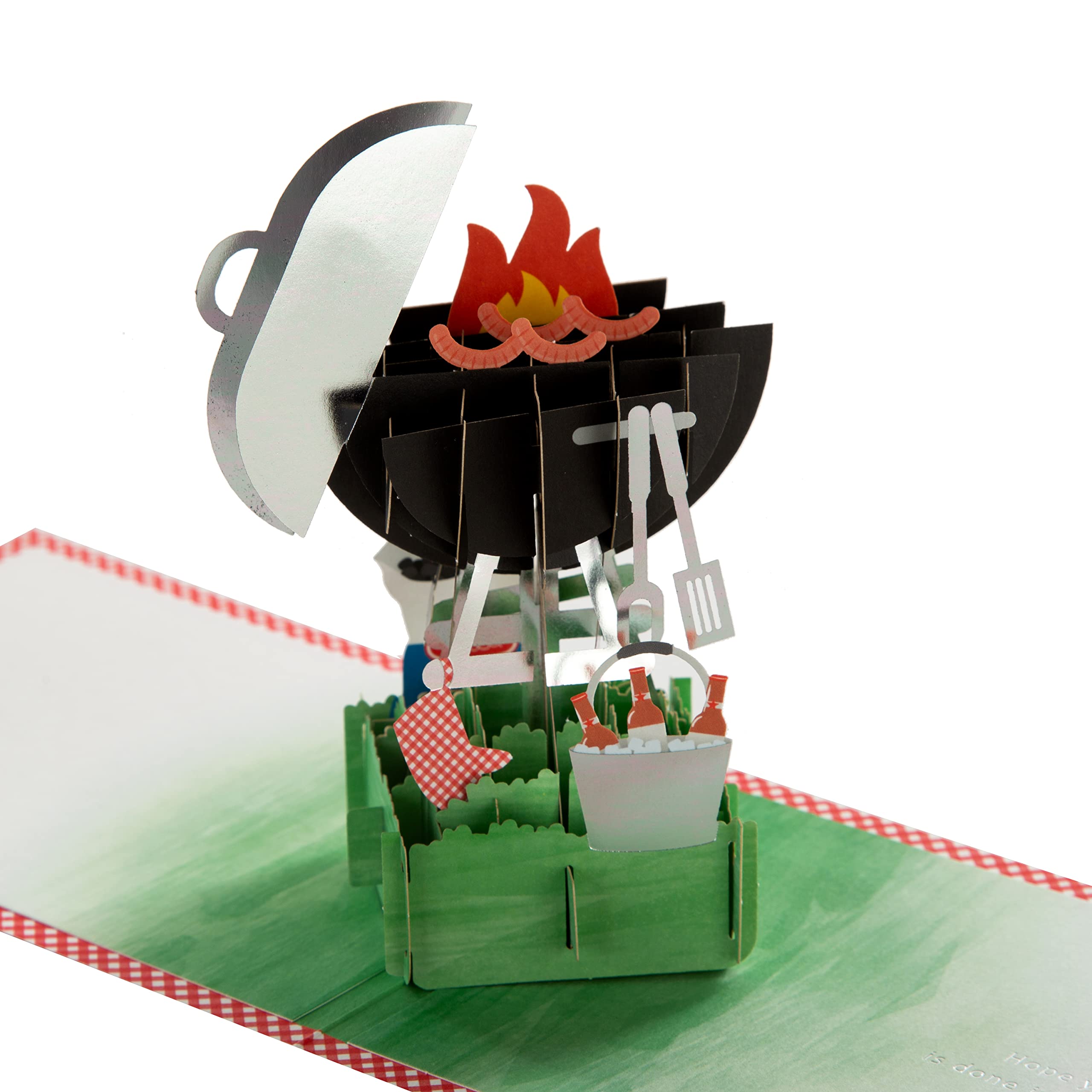 Hallmark Fathers Day Card for Dad, 3D Fathers Day Card, Barbeque, Grill, Grill Master, Barbeque King, Green, White, Red