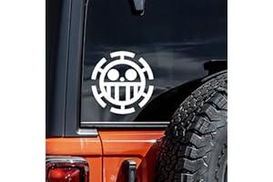 VOOL One Piece Jolly Roger Decal Vinyl Sticker Auto Car Truck Wall Laptop | White | 5" x 5"