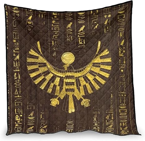 Amazon Com Weedlishop Manta Acolchada Dorada Egipcia Horus Halcon Y Jeroglificos Impresion Ultra Suave Manta De Dormir Blanca 89 8 X 109 4 In Kitchen Dining