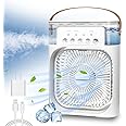 NTMY Portable Air Conditioner Fan, Mini Evaporative Air Cooler with 7 Colors LED Light, 1/2/3 H Timer, 3 Wind Speeds and 3 Spray Modes for Your Desk, Nightstand, or Coffee Table