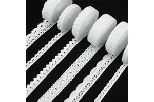 ZNZAKKA White Lace Ribbon Cotton Crochet Lace Trim for Scrapbooking Dream Catcher Decorative Crafts Supply (30 Yards)