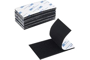 HASAKY Hook and Loop Tape 2in x 4in 10 Pairs, Slef Adhesive Interlocking Strip, Mounting Tape Heavy Duty Adhesion, Picture Hanging Strips Fastener, Double Sided Carpet & Rug Fixation