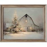 Christmas Wall Art Print, Farmhouse Christmas Decor for Living Room Bedroom Entryway, Vintage Winter Landscape Christmas Pictures Wall Decor, Rustic Holiday Wall Art (11x14 Unframed, Farmhouse)