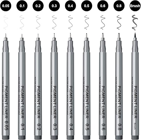 Amazon Co Jp Apogo 製図ペン サインペン 9本セット 漫画用ペン 防水 ニードルペン 黒インク 線径0 05 1 0 スケッチ 漫画 芸術家のイラスト 技術製図 スクラップブックなどに適用されます ホビー