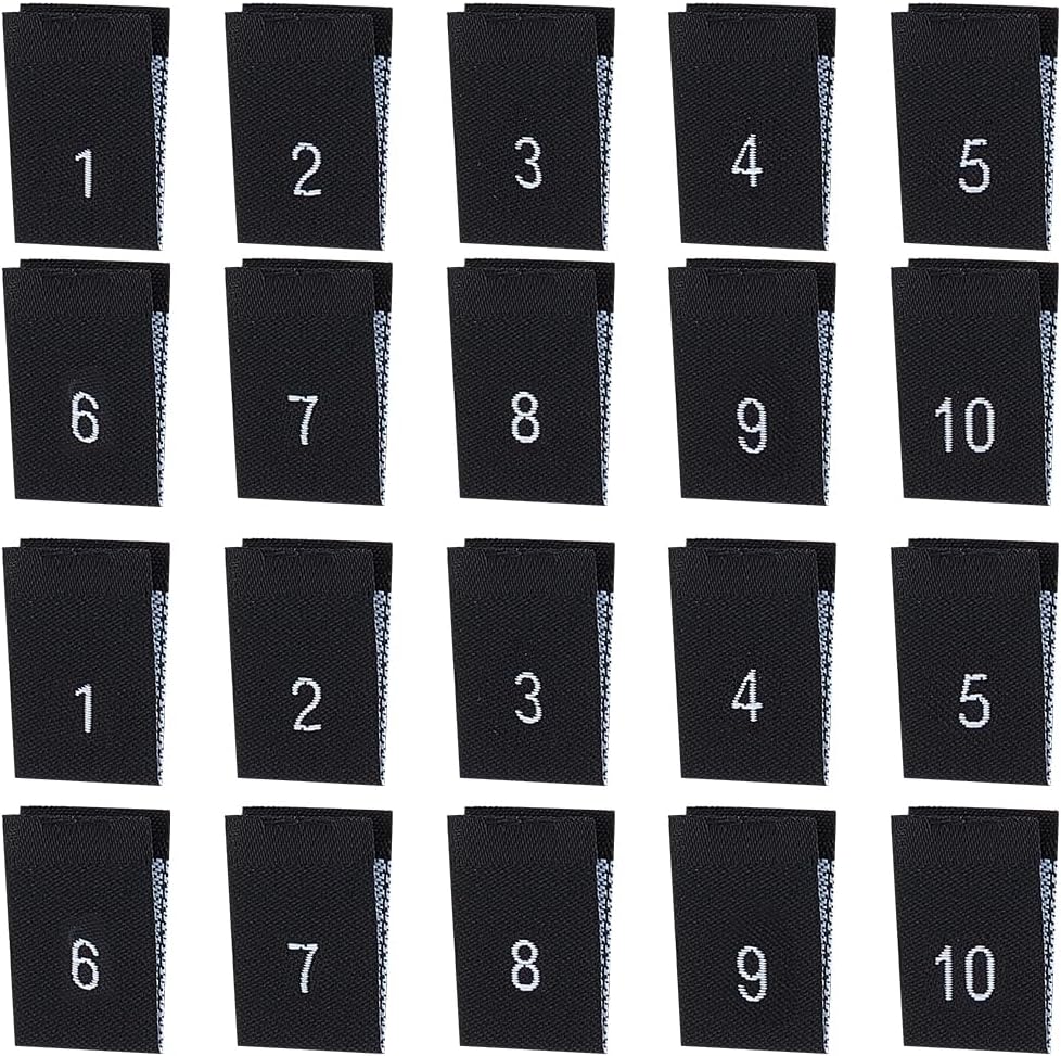 BENECREAT 400PCS Polyester Clothes Size Labels, 10 Styles, Black