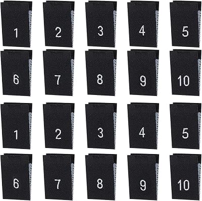 BENECREAT 400PCS Polyester Clothes Size Labels, 10 Styles, Black