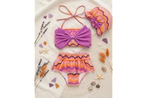 Toddler Girls Two Pieces Swimsuit with Hat,Reusable Toddler Bikini,Infant Bathing Sleeveless Pink Bow BLC1953-P