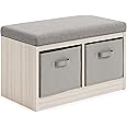 Signature Design by Ashley Blariden Upholstered Storage Bench with Removable Baskets, Gray