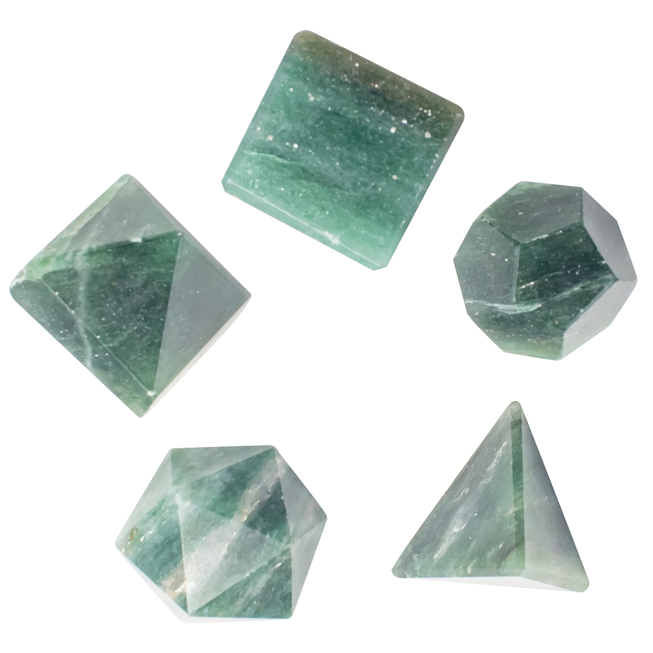 Crocon Green Aventurine 5Pcs platonic solids crystal geometry set, Platonic Solids Sacred Geometric stones for Meditation Reiki Balancing Healing Chakra Stone Cleansing Spiritual Good Luck (15-20 mm) — image 1