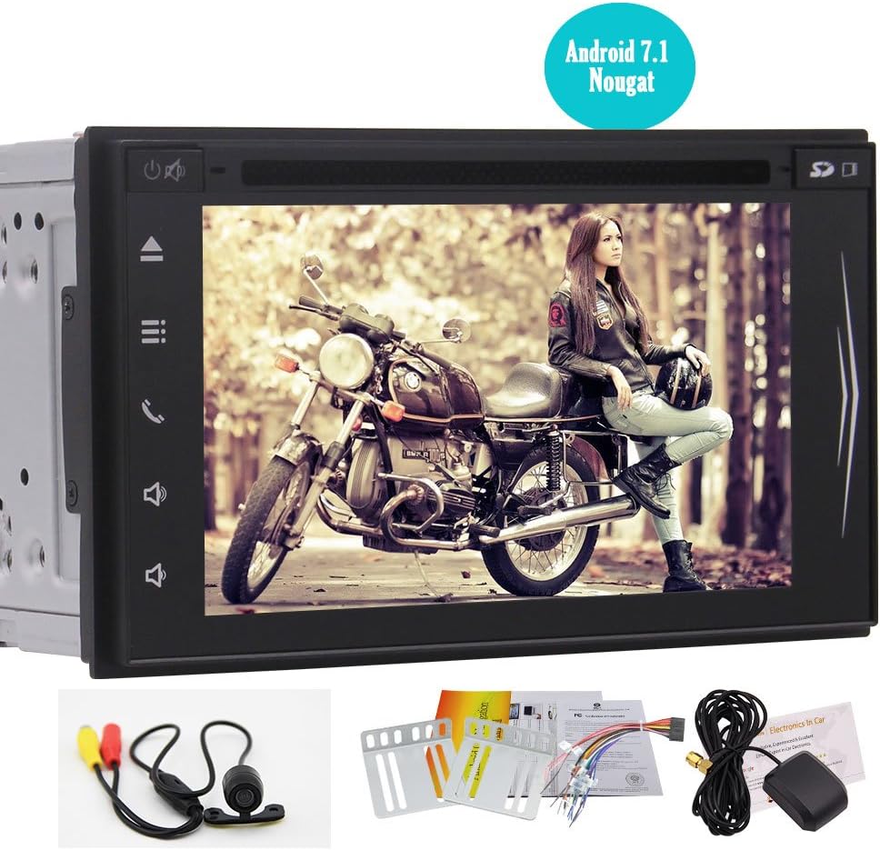Free Backup Camera!! Latest Android 7.1 Double Din Octa Core Car Stereo 6.2" in Dash Car DVD CD Player GPS Navigation with Bluetooth WiFi Auto Radio FM/AM Receiver Support Subwoofer Video Out