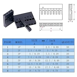 Glarks 700Pcs 2.54mm 1/2/3/4/5/6/7/8 Plug Connector