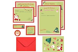 Kit de 12 kits de lettres de Noël au Père Noël – 12,7 x 17,8 cm – Remplissez les cartes vierges avec enveloppes/autocollants/