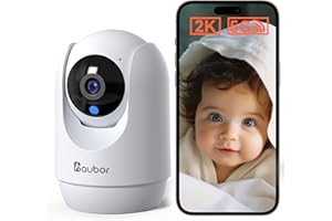AUBOR 5G WiFi Baby Monitor with Camera and Audio, 2K Smart Baby Monitor,Home Security Camera with APP,2-Way Talk,Night Vision,Cry Detection,4X Zoom, 360-degree,Pet Camera Indoor