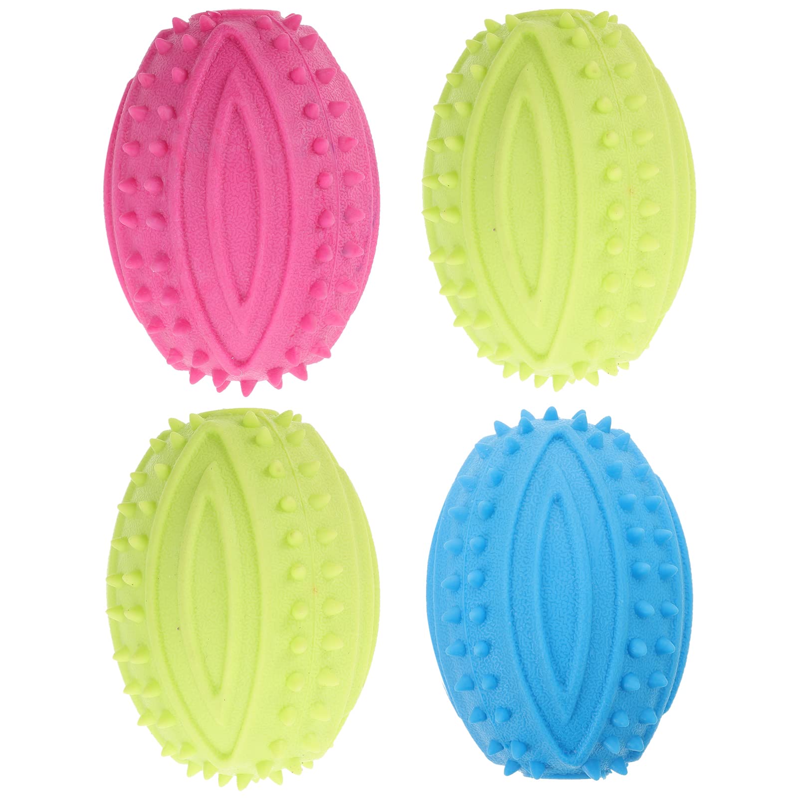 UEETEK 4 Pcs Pet Dog Ball Fetch Ball Chew Toys,Rubber Rugby Ball Football For Small Dogs
