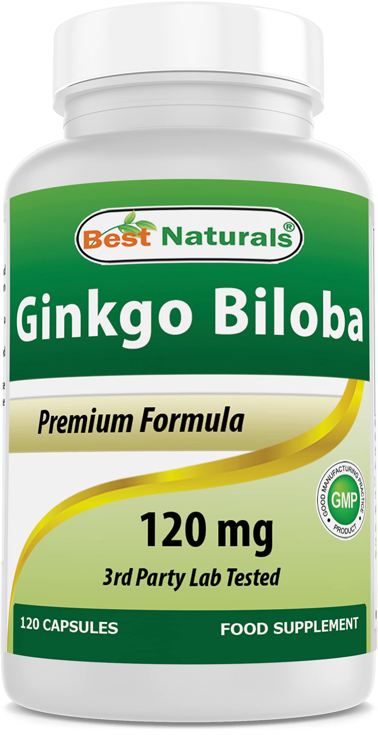 Best Naturals, Ginkgo Biloba Extract - Double Strength Ginkgo Biloba, 120mg, 120 Capsules (120 Count (Pack of 1))