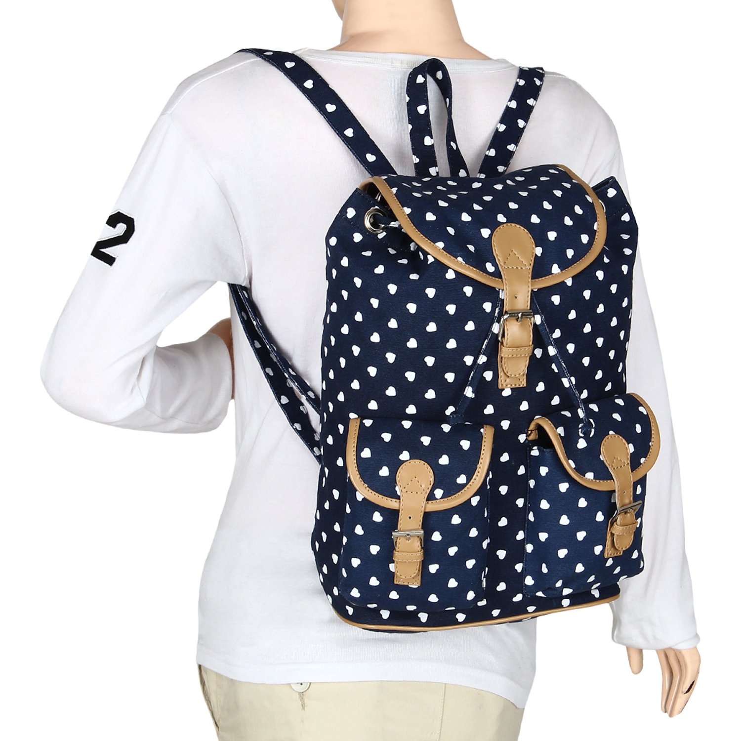 lychee bags women's blue canvas lucy backpack