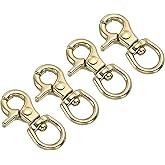 PATIKIL Lobster Clasp Keychains, 4Pcs 0.4 Inch Pure Brass Round Lobster Clasps Swivel Trigger Snap Hook Purse Lanyard Clips for DIY Leather Craft