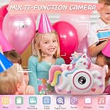 Diswoe Kids Camera 2 Inch 12MP 1080P Pink 32GB Card Available for Ages 3-12 view 2