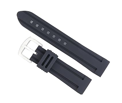 22mm Black Luxurious Decent Premium Exotic Rubber Mens Watches Silicone Band Strap Replacement for Men