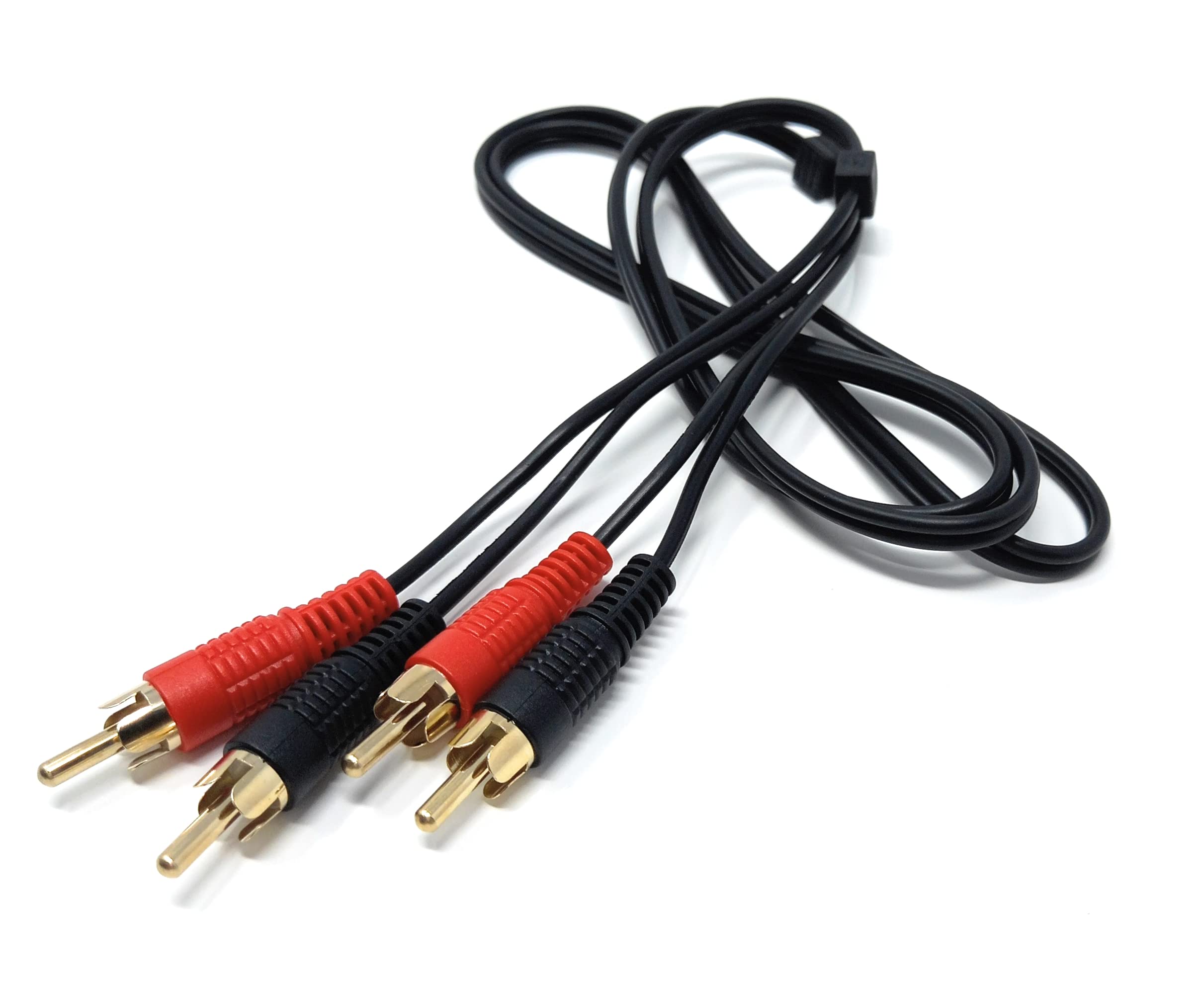 DRUT 1m RCA to RCA Phono Twin Jack to Jack Stereo Audio Cable Lead Cord Compatible With CD/DVD/Amplifier/Hifi/DJ Mixer/Turntable (3ft, Black Gold Connectors)