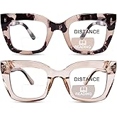 OPTOFENDY Bifocal Reading Glasses for Women, Clear Top Cat Eye Blue Light Blocking Computer Readers with Spring Hinge