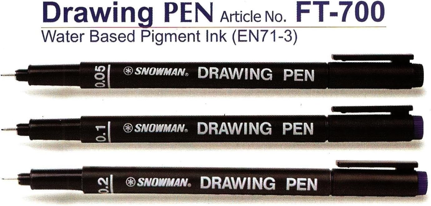 SNOWMAN PIN DRAWING PEN WATER BASED PIGMENT INK BLACK 0.7 mm