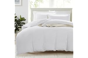 100% Organic Cotton Duvet Cover Queen Size, White 3-Piece Bedding Set, Soft Breathable Fabric, Includes 1 Duvet Cover (90x90 