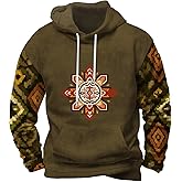 Zhyaj Classic Drawstring Hoodie for Men Classic Hooded Neck Long Floral Printed Sleeve Street Style Fall Sweatshirt with Kangaroo Pocket for Everydaywear