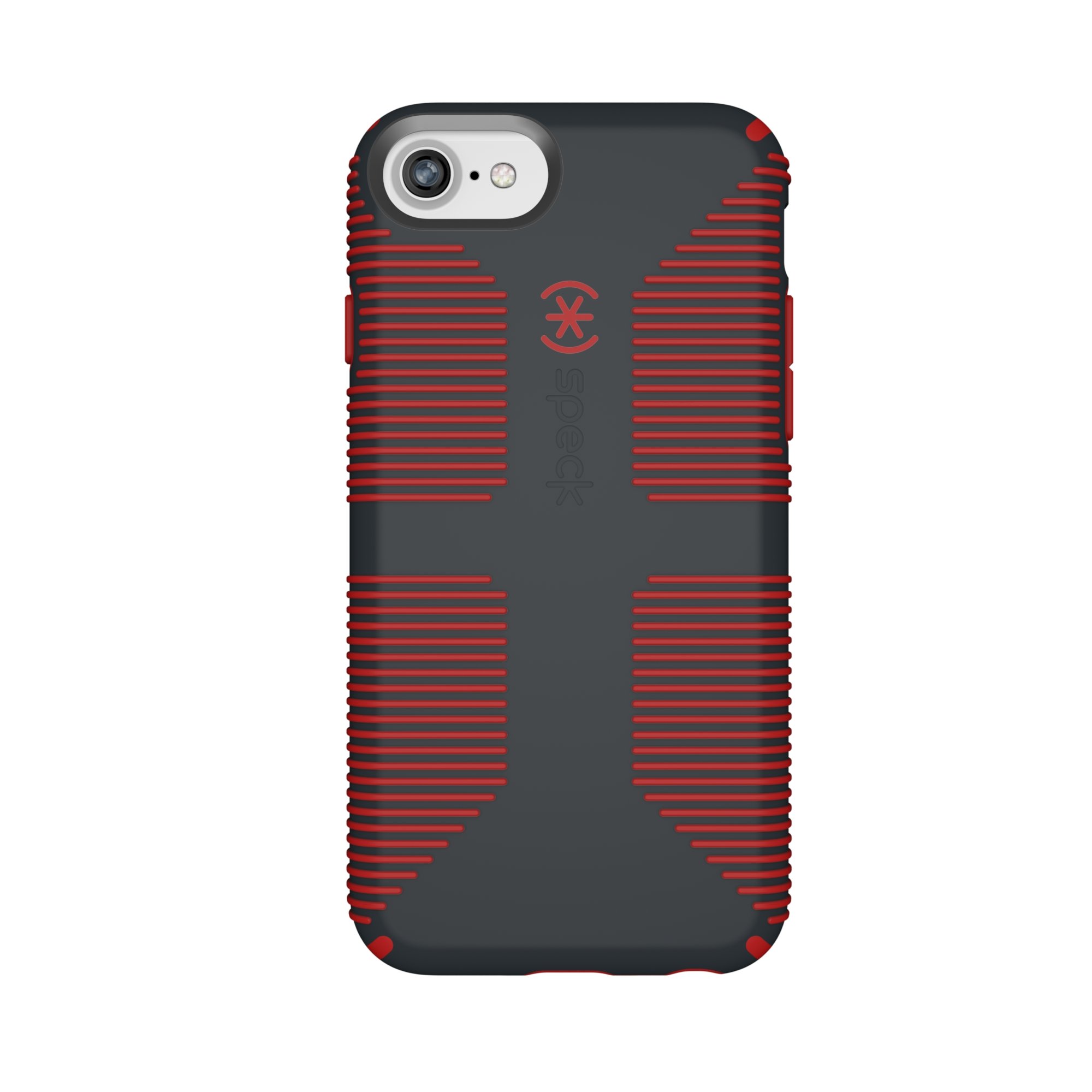 Speck Products CandyShell Grip Cell Phone Case for iPhone 8/7/6S/6 | Charcoal Grey/Dark Poppy Red