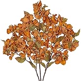 Briful Bougainvillea Artificial Flowers 5 Pack 27.5" Fake Bougainvillea Floral Stems Realistic Silk Bougainvillea Arrangements for Home Weddings Parties Table Vase Centerpiece Decor(Orange)