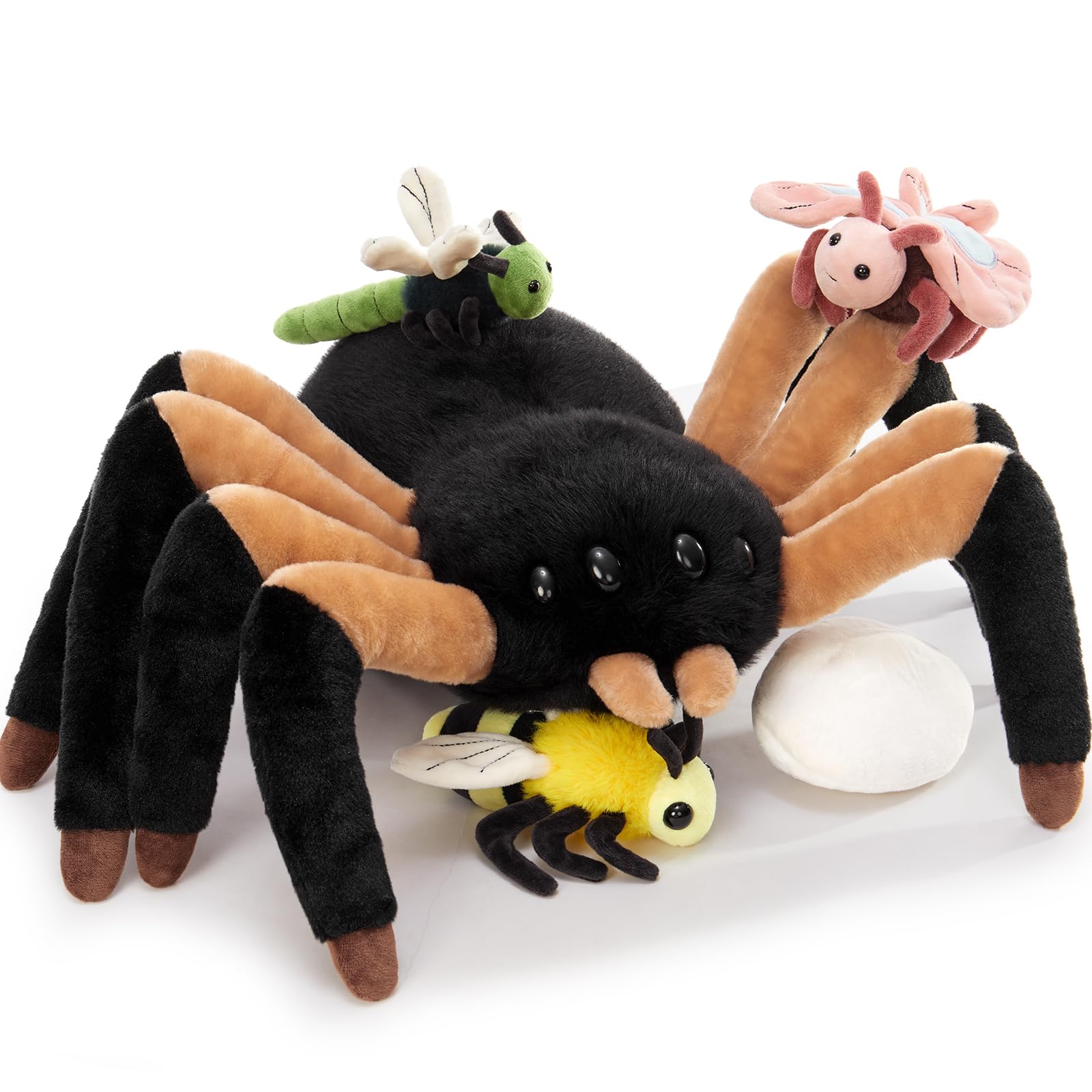 MorisMos Big Black Spider Teddy Soft Toy, 40cm Spider with 4 Cuddly Baby Inside, Giant Fluffly Stuffed Animal, Realistic Kawaii Plush Gift for Kids Birthday โ image 1
