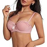 changlizi Balconette Bra for Women,Lace Underwire Push Up Bras Cute Padded Low Cut Everyday Bras