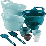 Rachael Ray Tools and Gadgets Mix and Measure Cooking / Baking Prep Set with Mixing Bowls, Measuring Cups, and Tools - 10 Pie