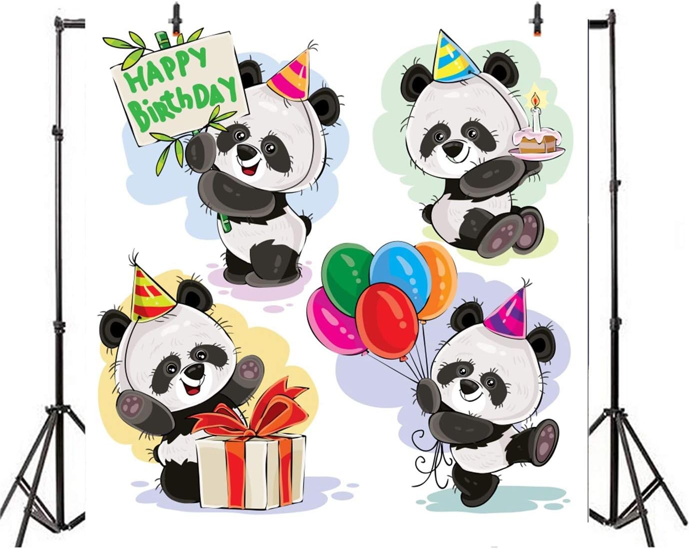 Aofoto 7 7フィート ハッピーバースデー かわいいパンダ柄 背景 絵画 動物 写真 背景 ケーキ スマッシュ パーティー デコレーション バルーン ギフト ボックス 写真 スタジオ 小道具 幼児 子供 ポートレート ビニール 壁紙 バックペーパー 背景布 Amazon