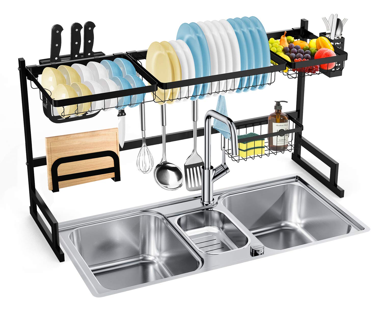 SOLEDI Dish Drying Rack Over The Sink, 2 Tier Large